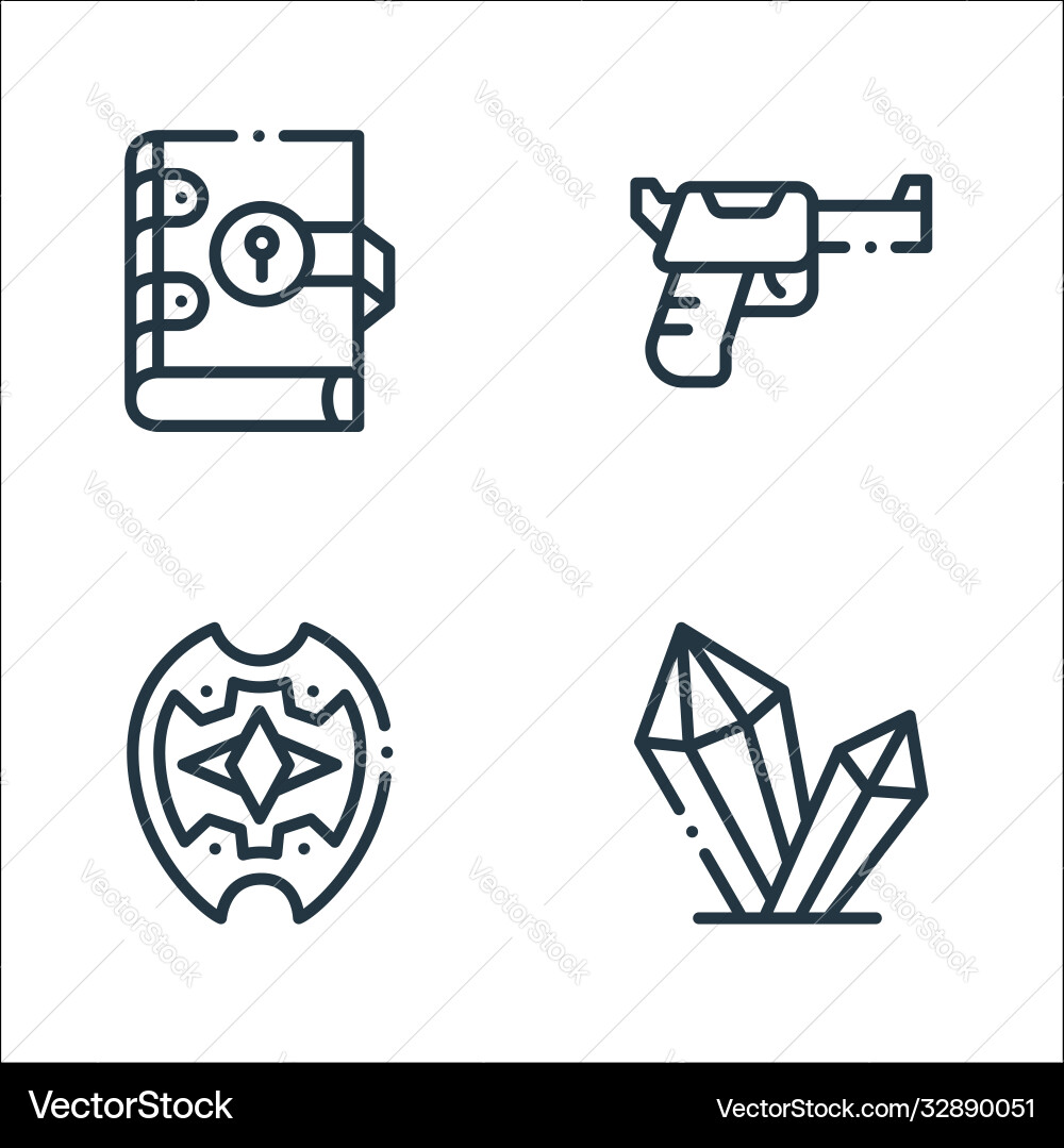 Videogame elements line icons linear set quality Videogame elements line icons linear set quality vector image