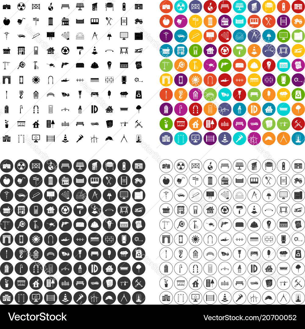 100 architecture icons set variant 100 architecture icons set variant vector image
