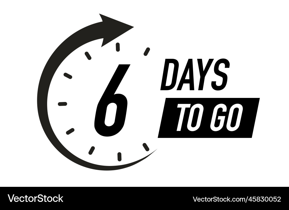6 days to go timer symbol black color vector image