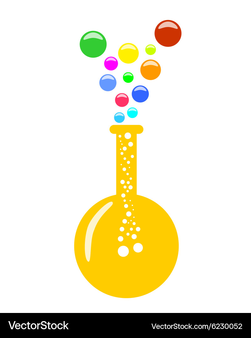 Abstract round bottom chemical flask with vapor vector image