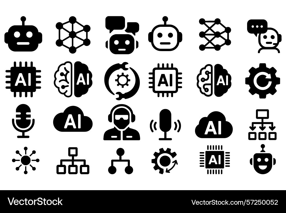 Artificial intelligence icons set Vector Image