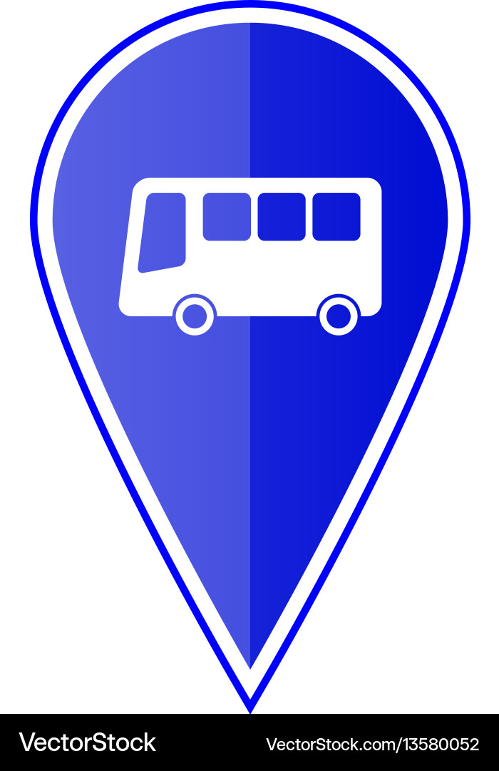 Blue map pointer with bus stop vector image