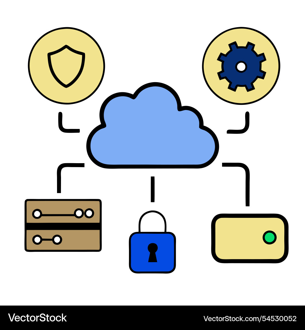 Cloud server security concept ideal for tech vector image
