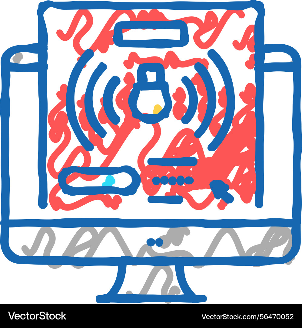 Computer password hacking icon doodle Vector Image