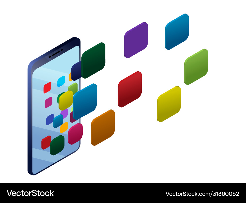 Concept smart phone screen with application icons Concept smart phone screen with application icons Vector Image