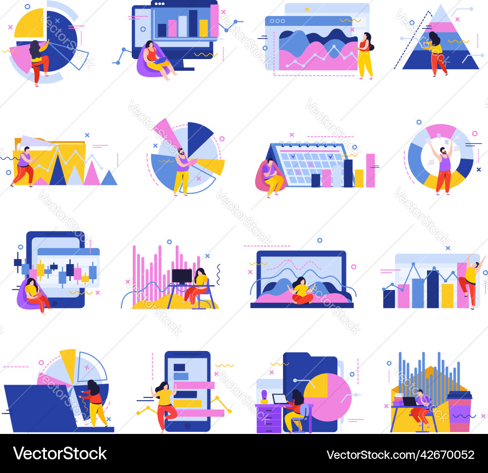 Data analysis icons collection Data analysis icons collection vector image