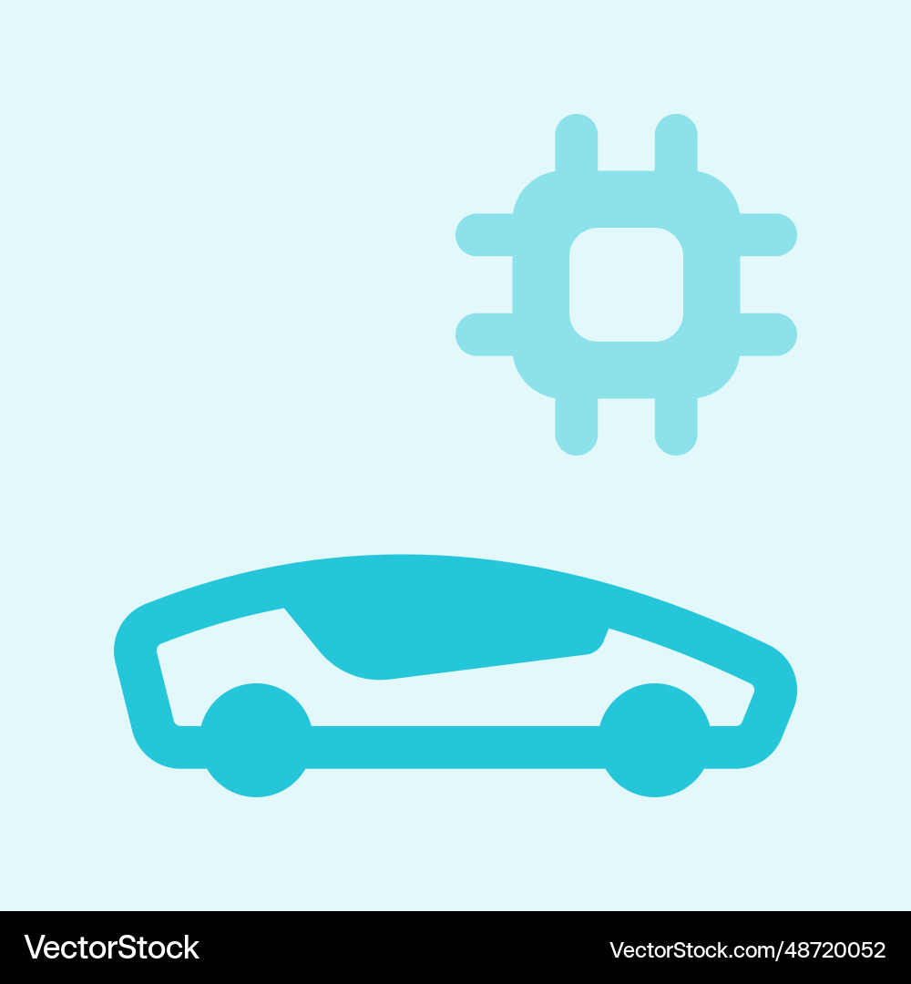 Ev car with microchip embedded isolated on white vector image