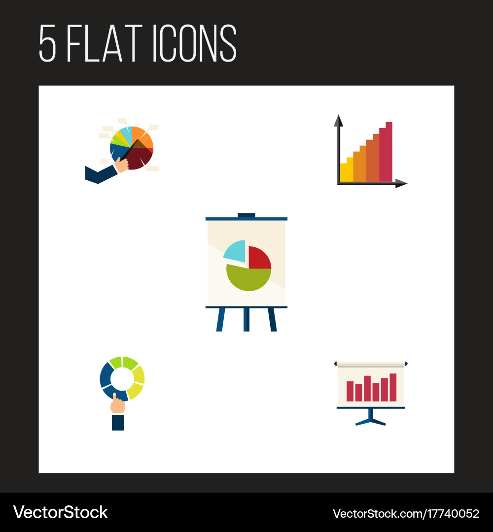 Flat icon chart set of monitoring pie bar easel vector image