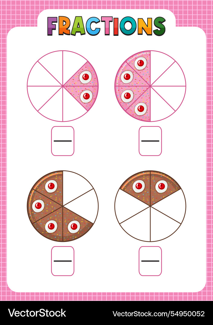 Fractions using colorful pie charts Fractions using colorful pie charts vector image