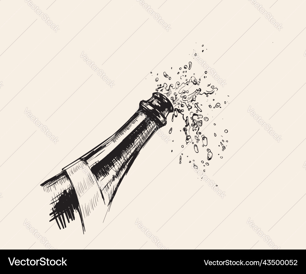 Hand drawn of champagne explosion Hand drawn of champagne explosion vector image