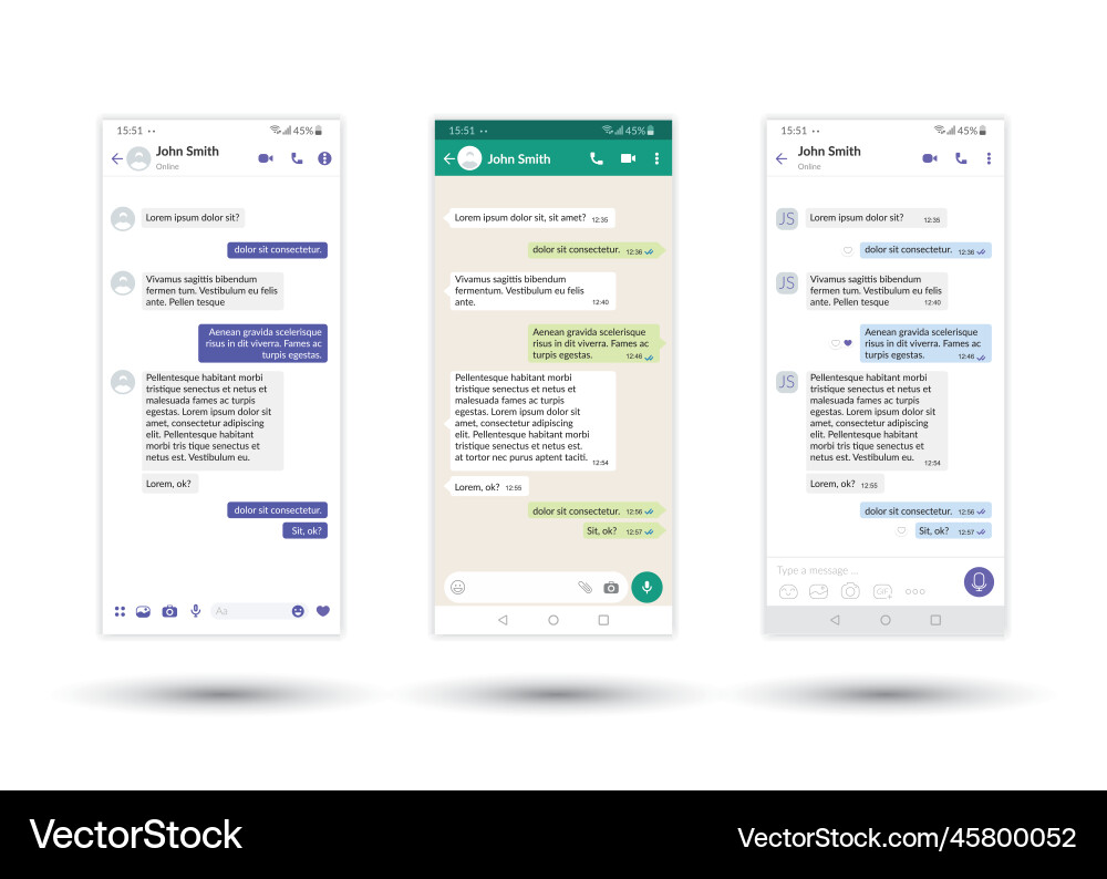 Messenger ui template social communication app Messenger ui template social communication app Vector Image