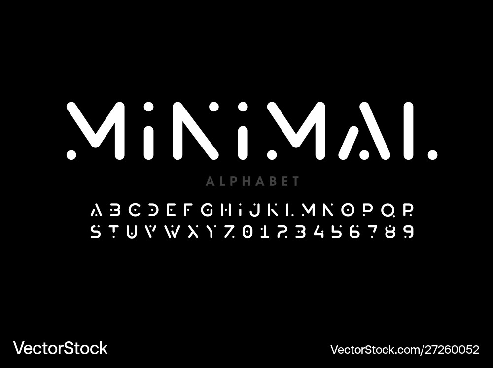 Minimal style font alphabet letters and numbers Minimal style font alphabet letters and numbers vector image
