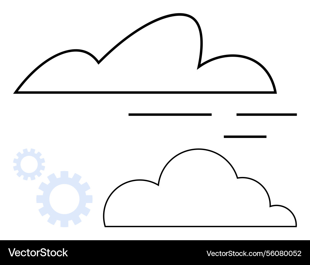 Minimalist cloud design with gears representing vector image
