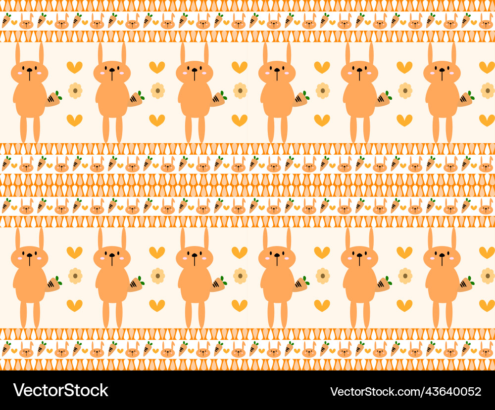 Rabbit cartoon character pattern vector image