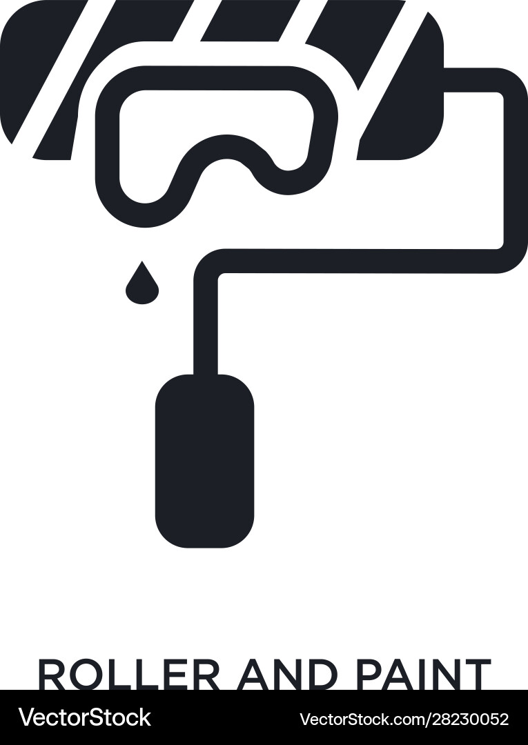 Roller and paint isolated icon simple element Vector Image