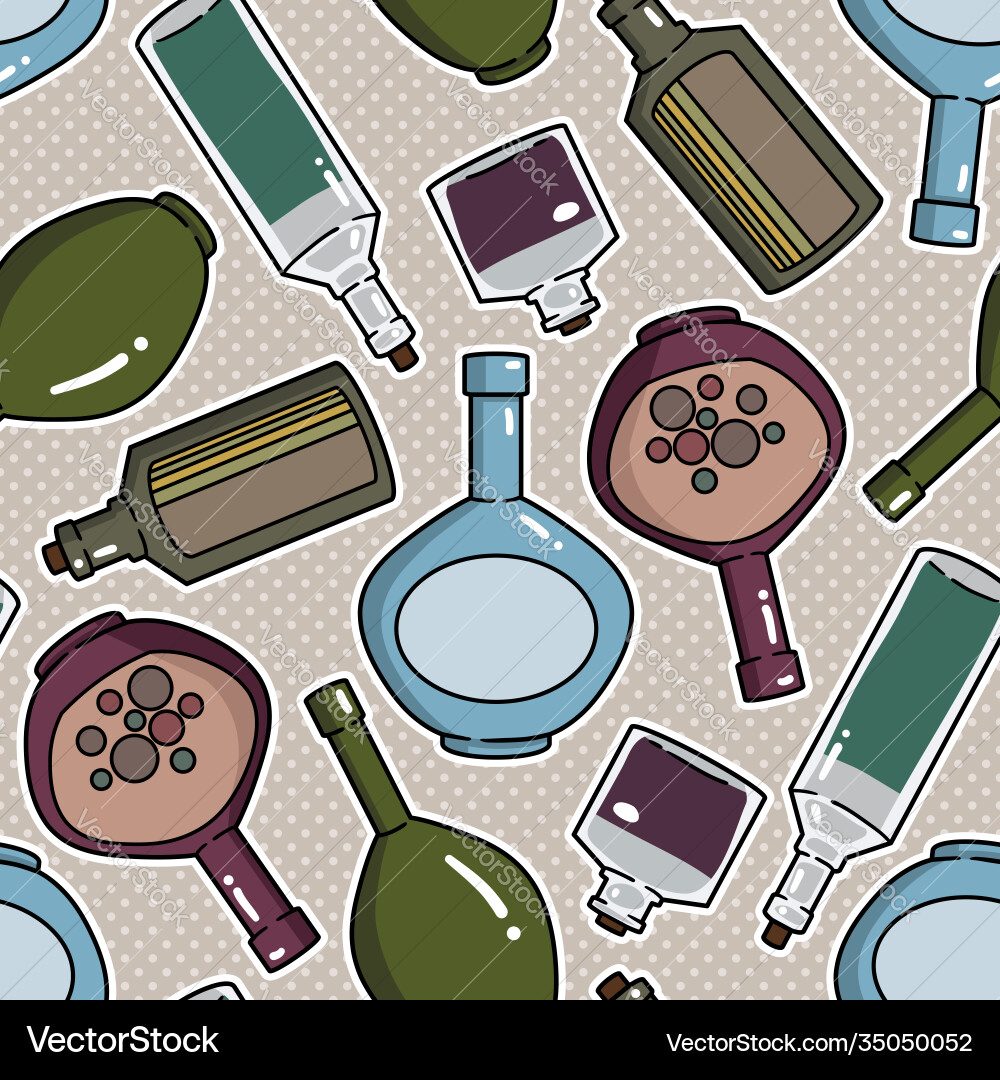 Seamless pattern with bottles and kettles vector image