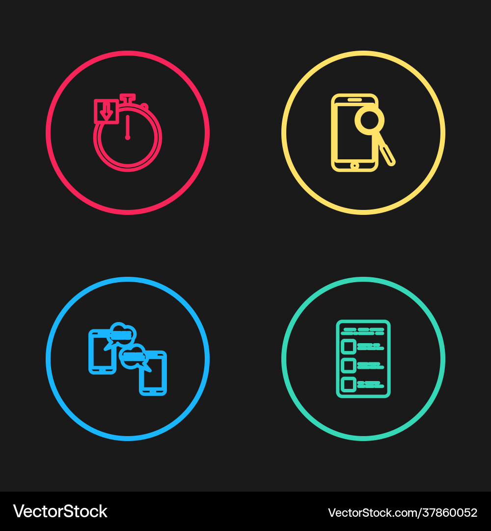 Set line chat messages on mobile create account vector image