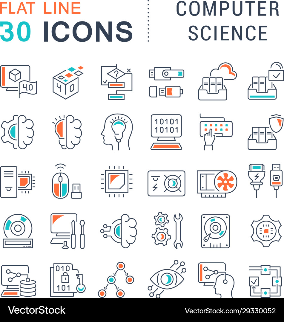 Set line icons computer science Vector Image