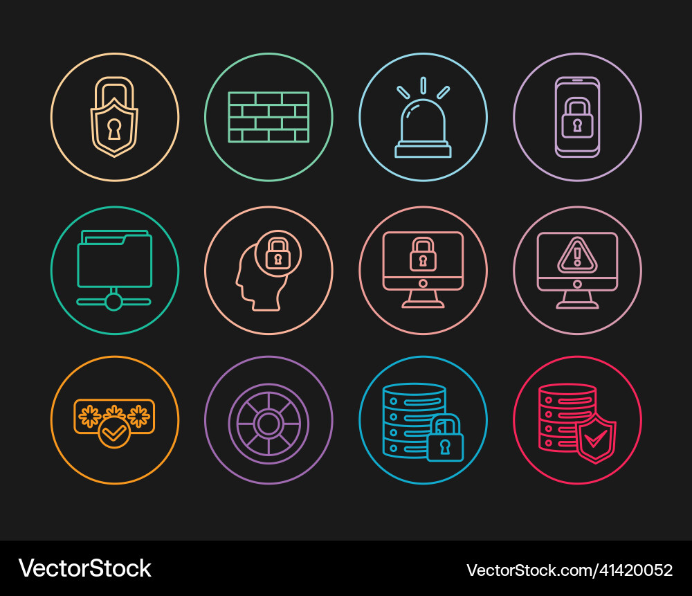Set line server with shield monitor exclamation Set line server with shield monitor exclamation vector image