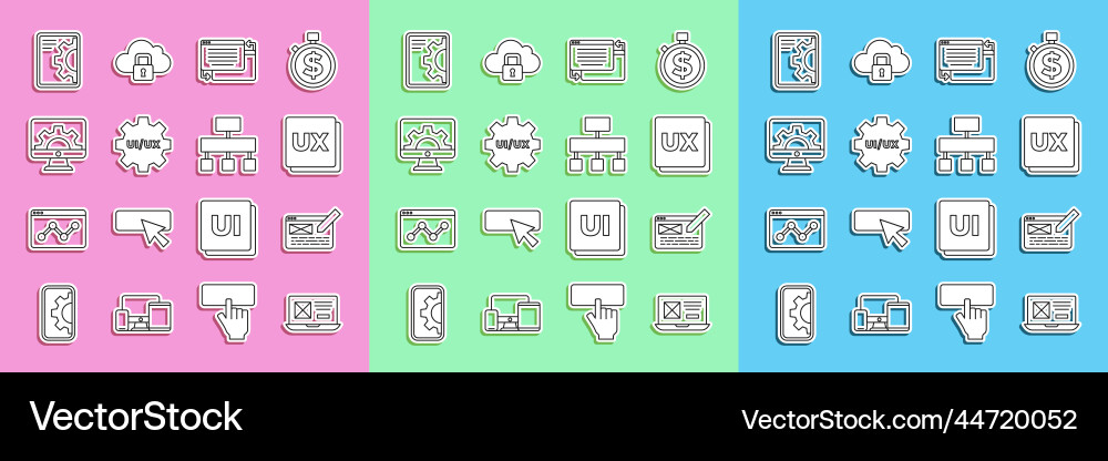 Set line ui or ux design web development Set line ui or ux design web development vector image