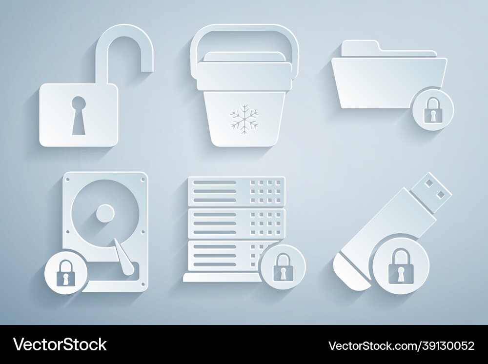 Set server security with lock folder and hard Set server security with lock folder and hard vector image