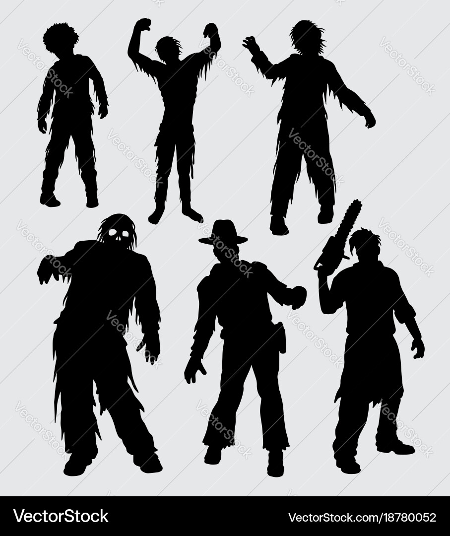 Zombie Couple Walking Silhouette Vector Image