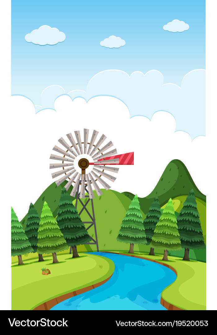 Background scene with trees and river vector image