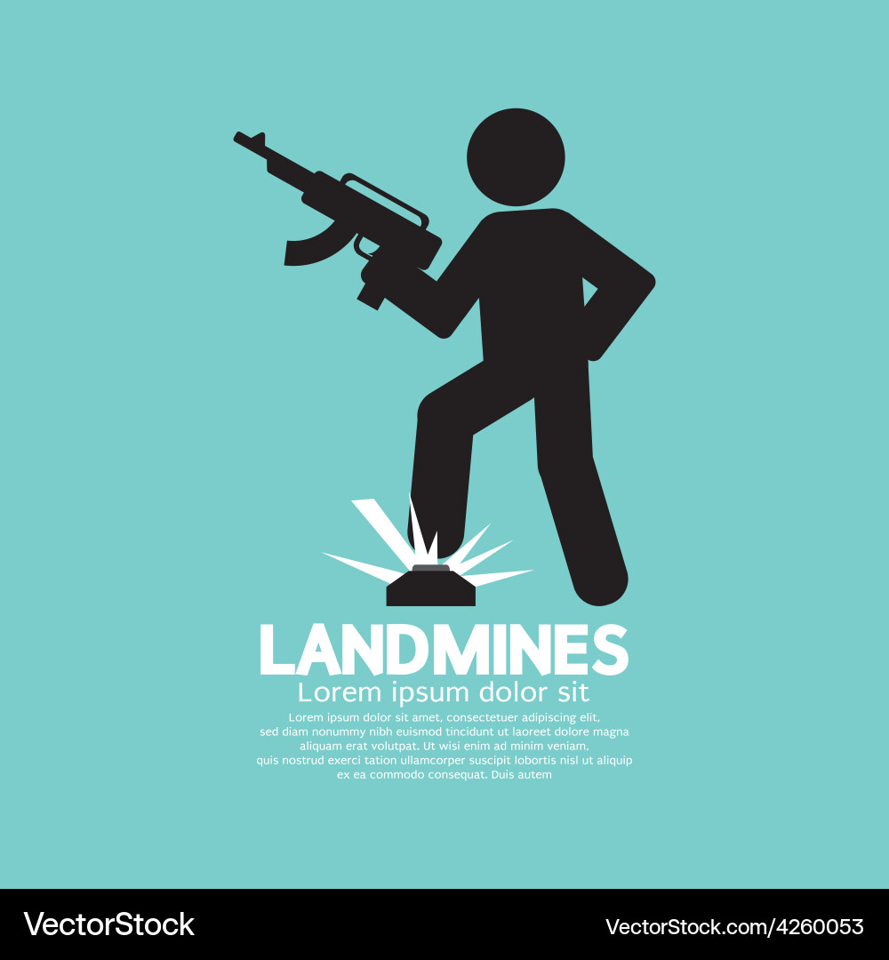 Black symbol of a soldier step on landmines Vector Image