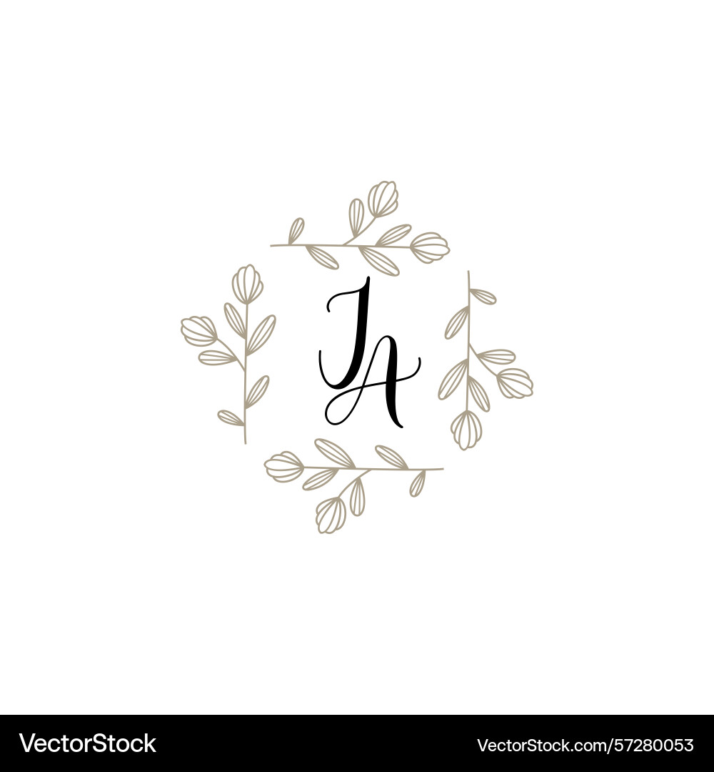 Botanical monogram logos with initial ja Botanical monogram logos with initial ja Vector Image