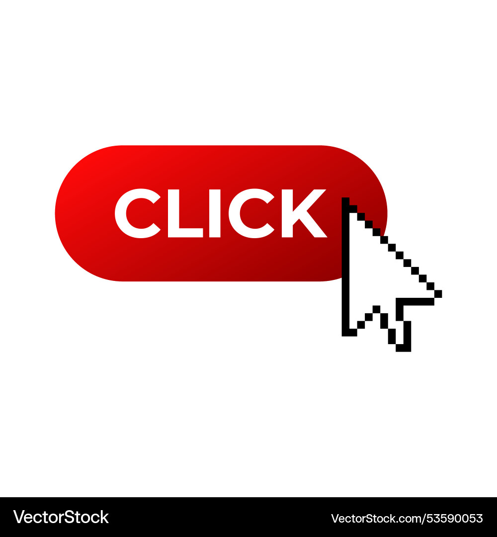 Click icon in red color with gradient Vector Image