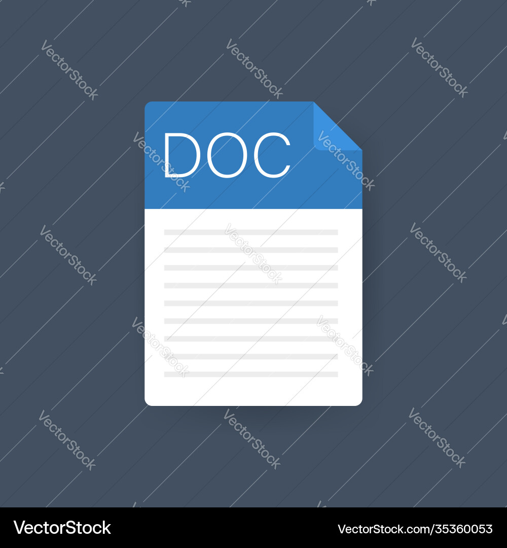 Doc file icon spreadsheet document type modern vector image