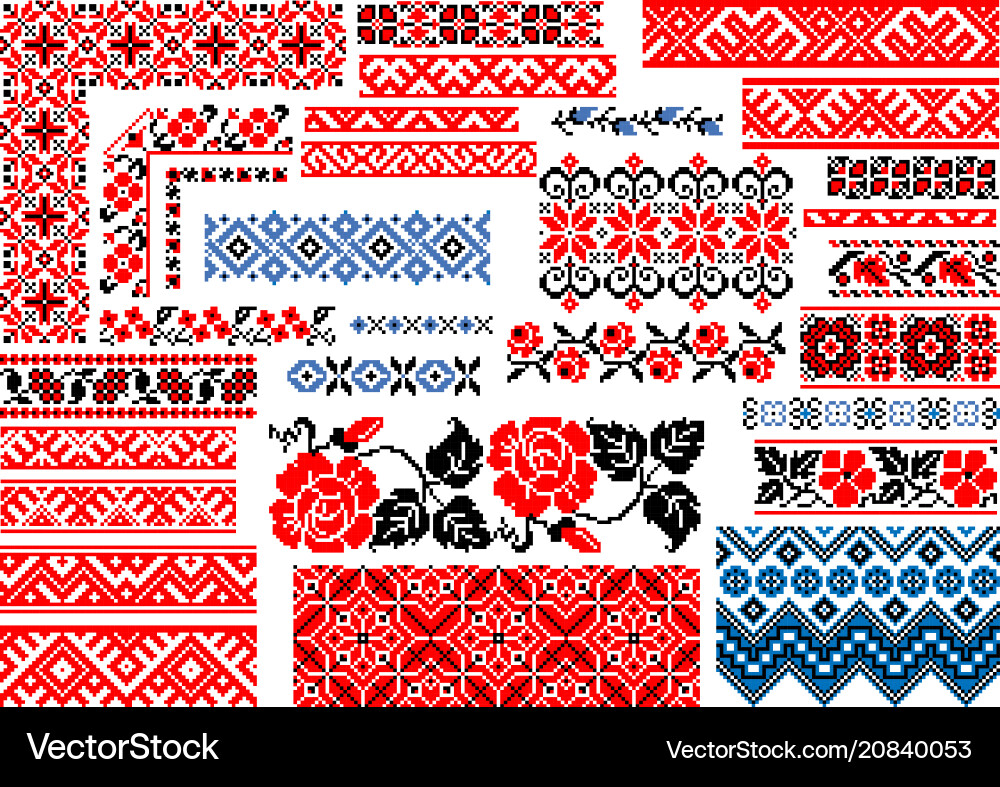 Ethnic Floral Seamless Patterns vector image