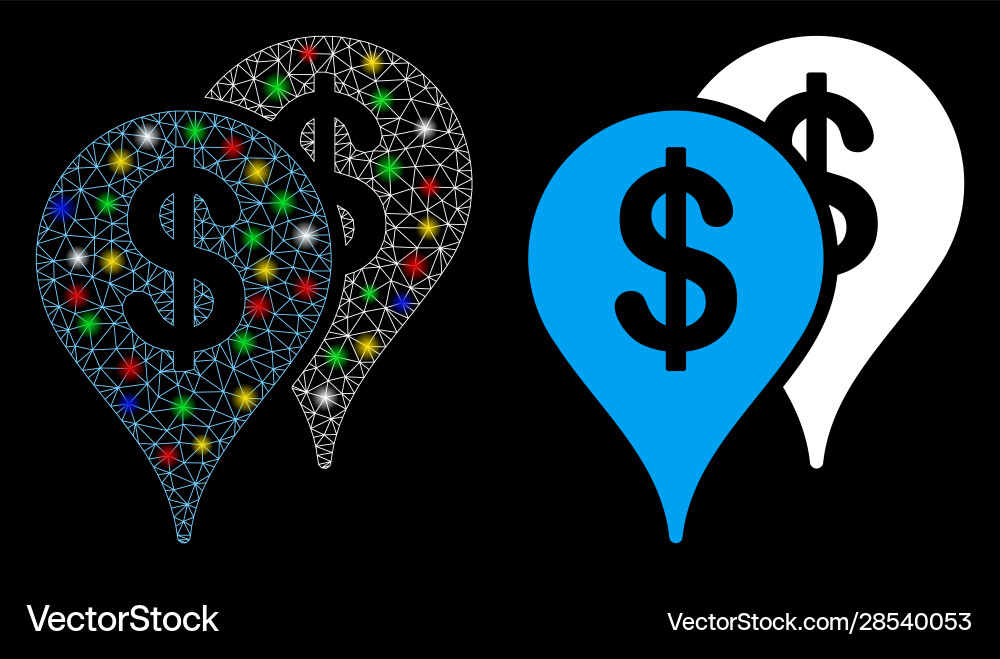Glossy mesh network bank map pointers icon Glossy mesh network bank map pointers icon vector image