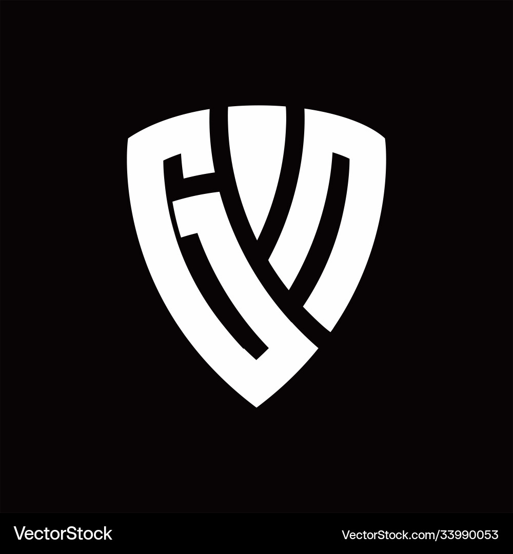 Gn logo monogram with shield elements shape Vector Image