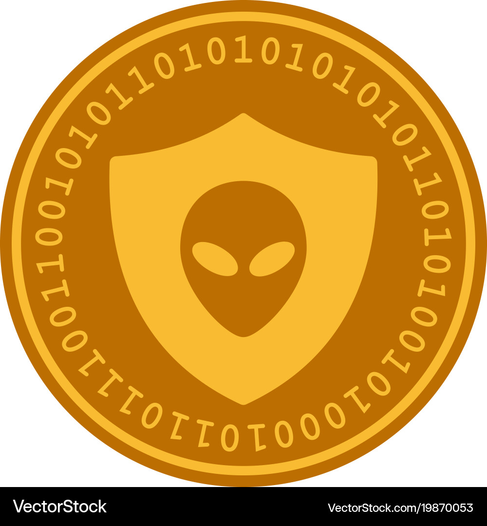 Golden Alien Protection Coin – Royalty-Free Vector | VectorStock