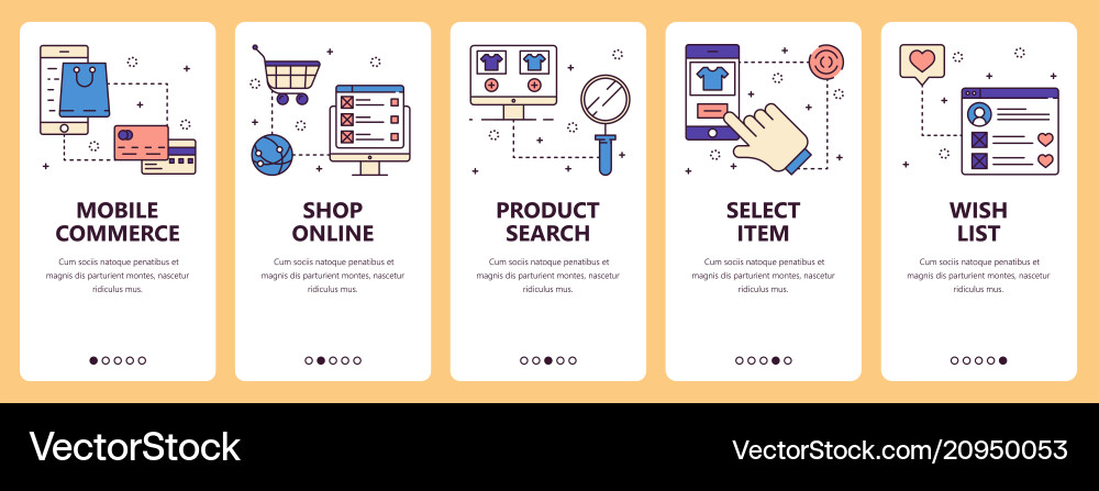 Line art web and mobile app template set vector image