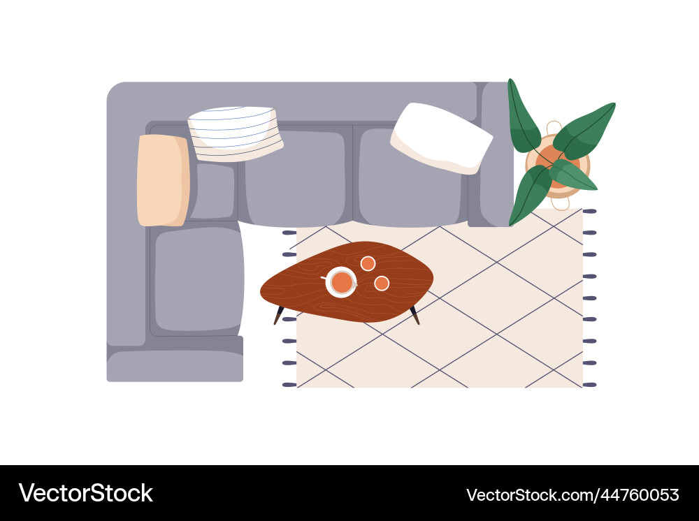 Living room interior design top view corner sofa Vector Image