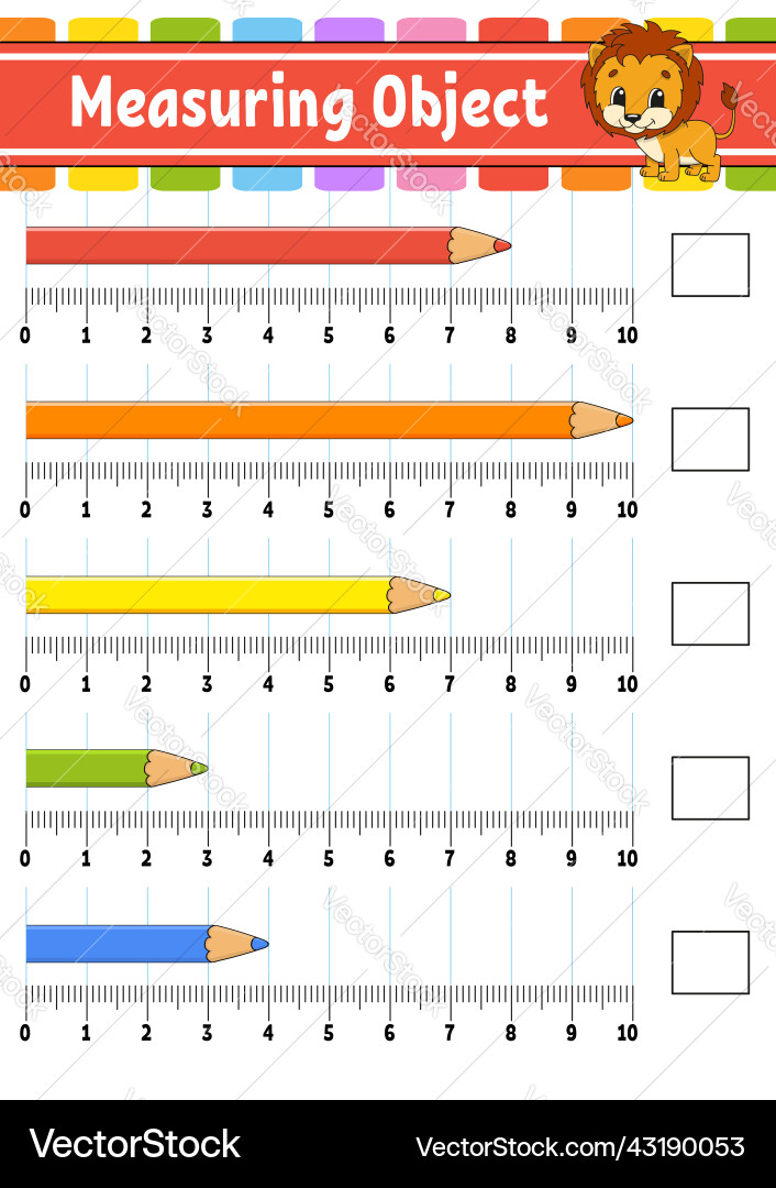 Measuring object with ruler education developing Measuring object with ruler education developing vector image