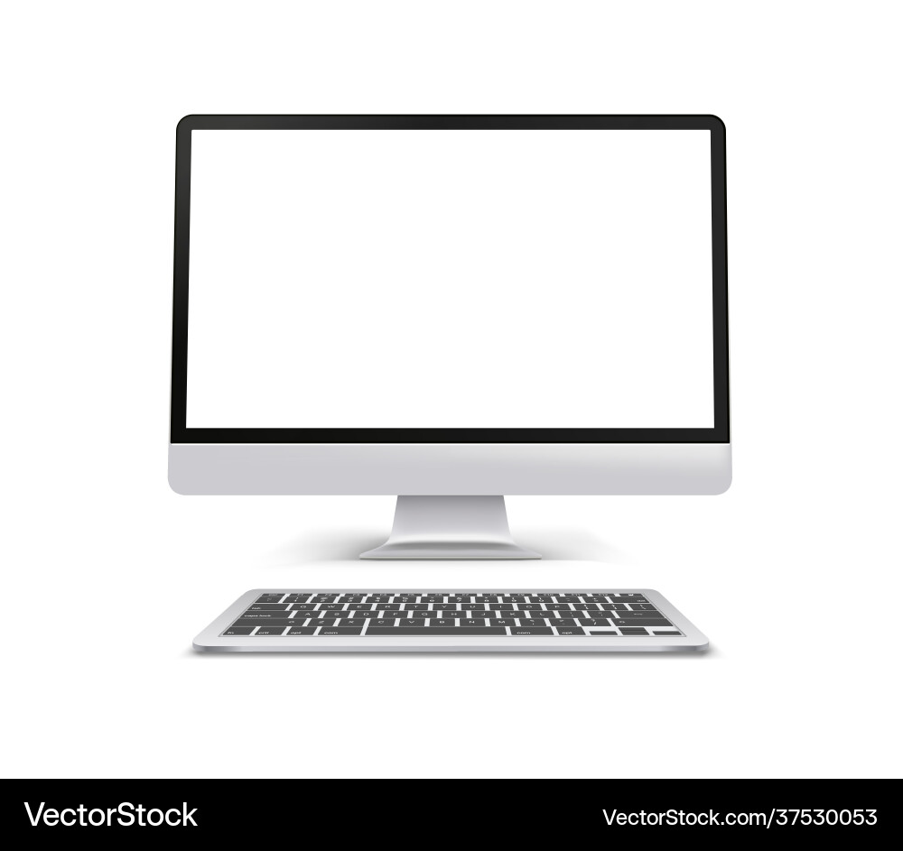 Modern Computer and Keyboard Mockup vector image