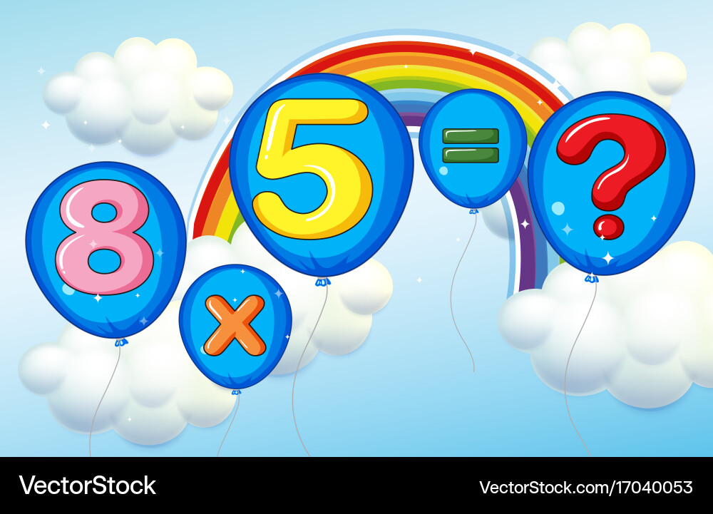 Multiplication problem with sky background Vector Image
