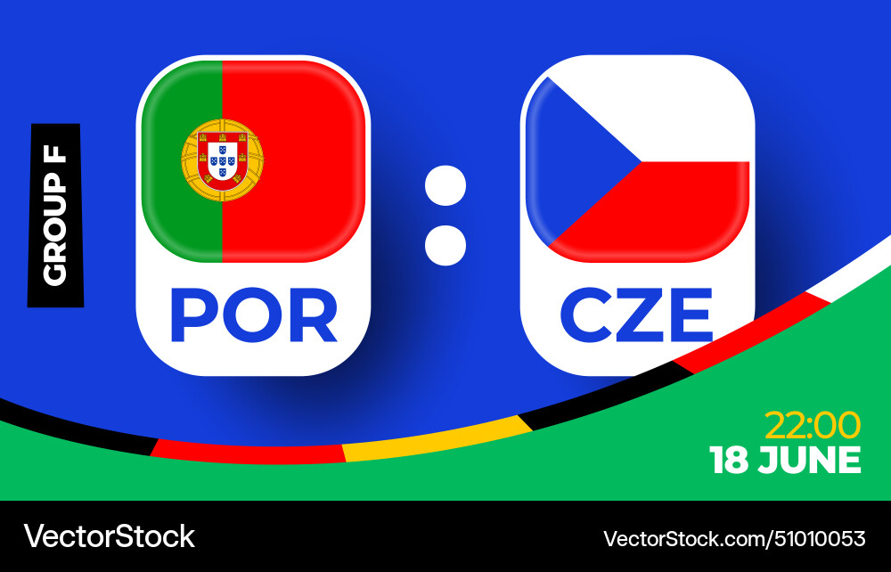 Portugal vs czechia football 2024 match versus Vector Image