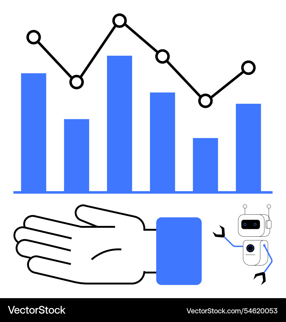Robotic analysis and data visualization hand bar Robotic analysis and data visualization hand bar Vector Image