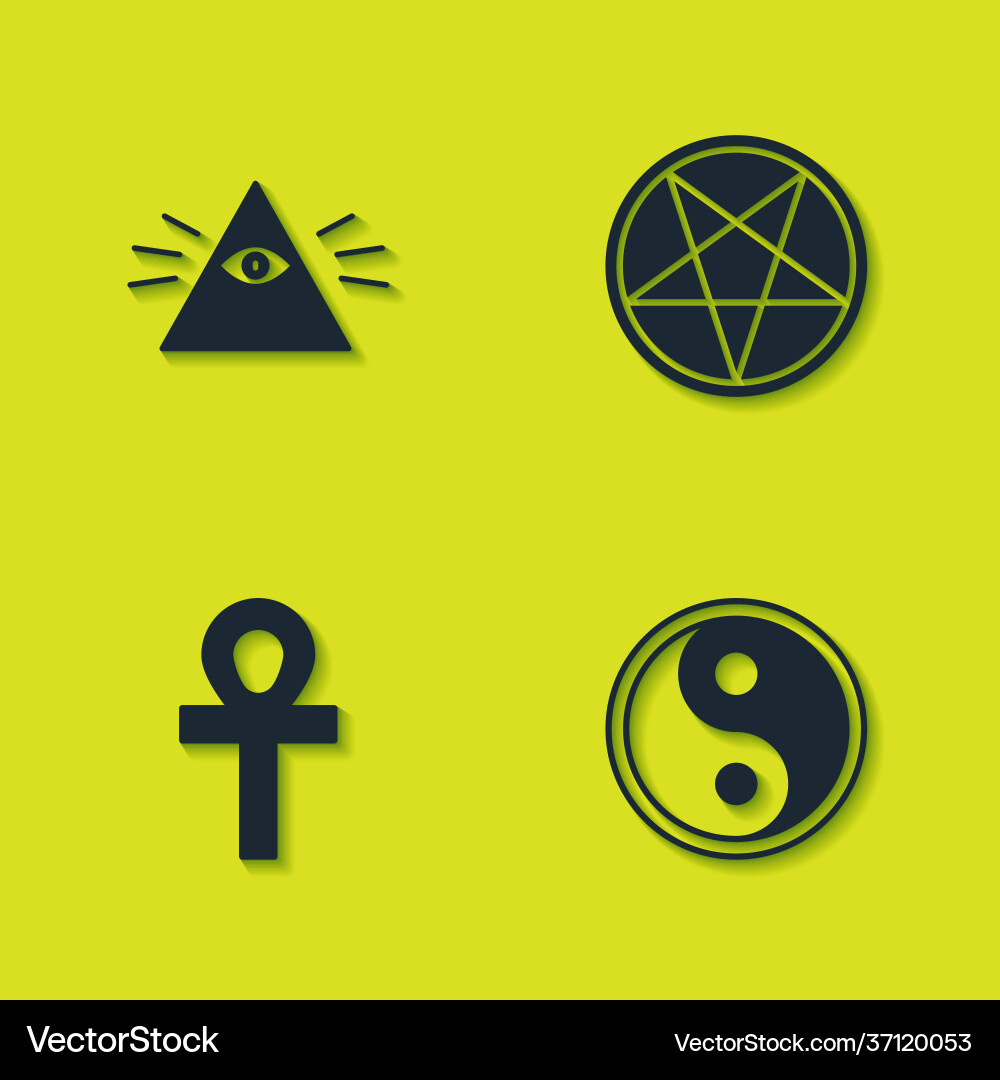 Set masons yin yang cross ankh und pentagram Vektorbild