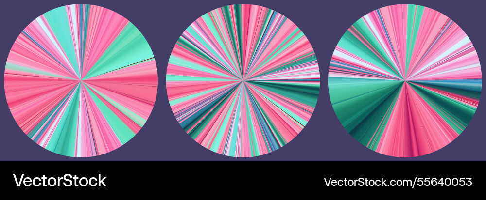 Set of vibrant circular patterns burst effect pink Set of vibrant circular patterns burst effect pink vector image