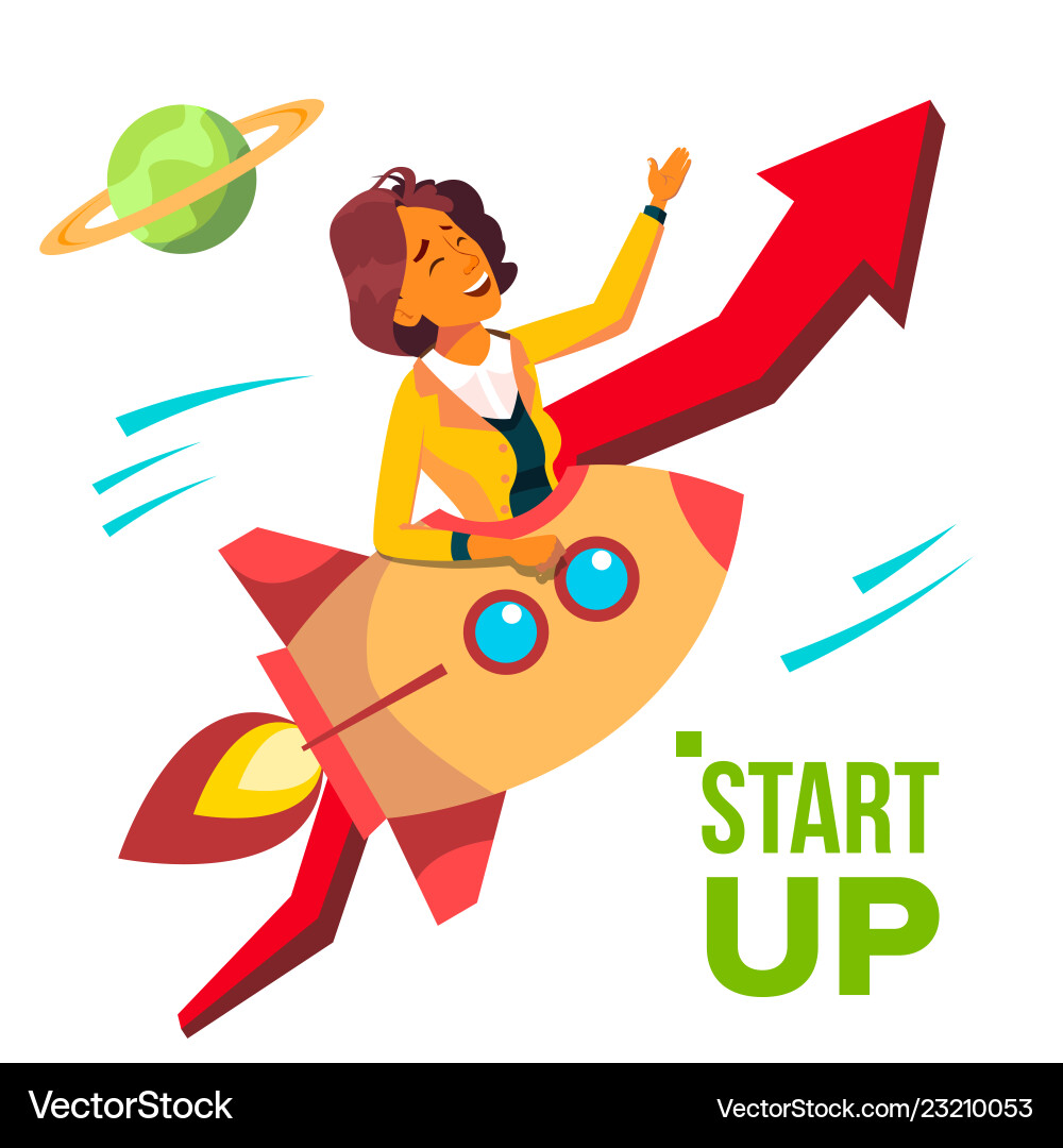 Startup rocket soars up on background Vector Image