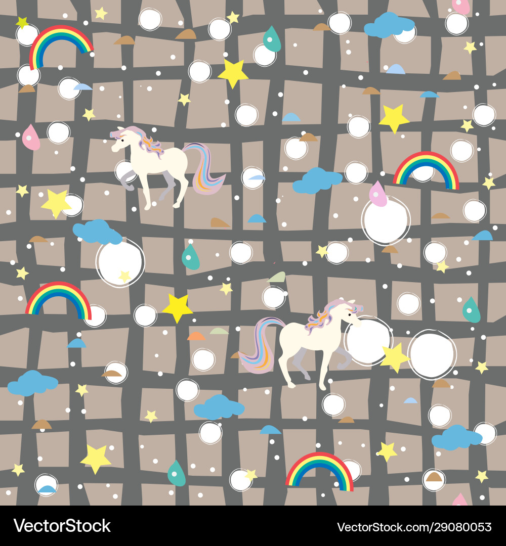 Unicorn seamless pattern with decorative elements Unicorn seamless pattern with decorative elements vector image