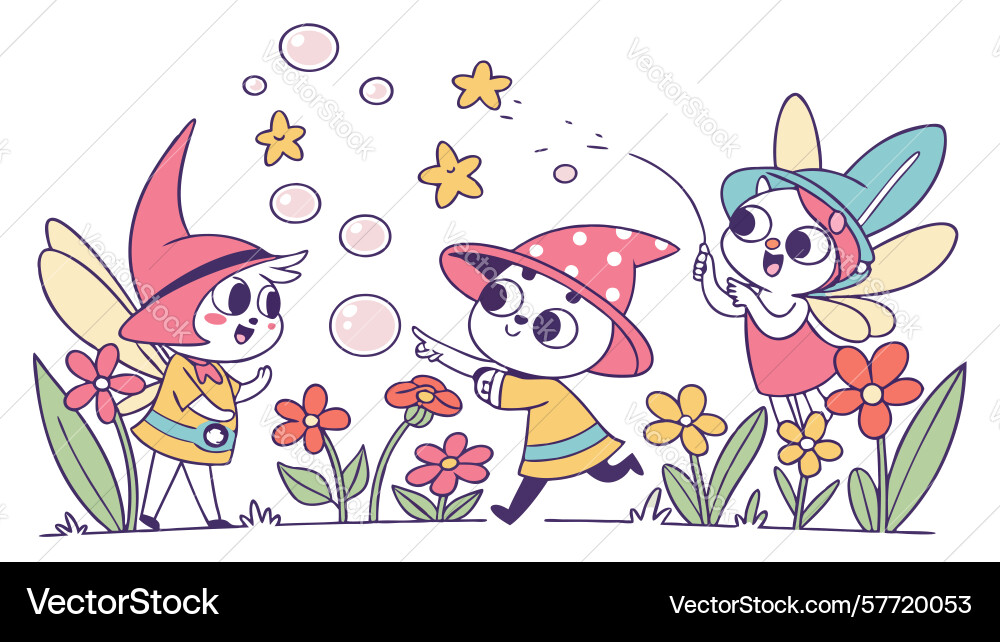 Whimsical bug characters colorful and enchanting Vector Image