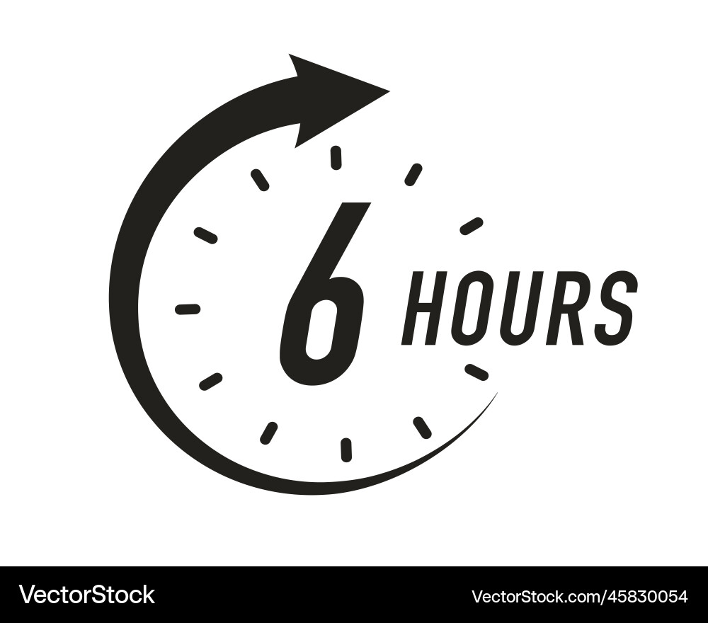 6 hours timer symbol black color style Vector Image