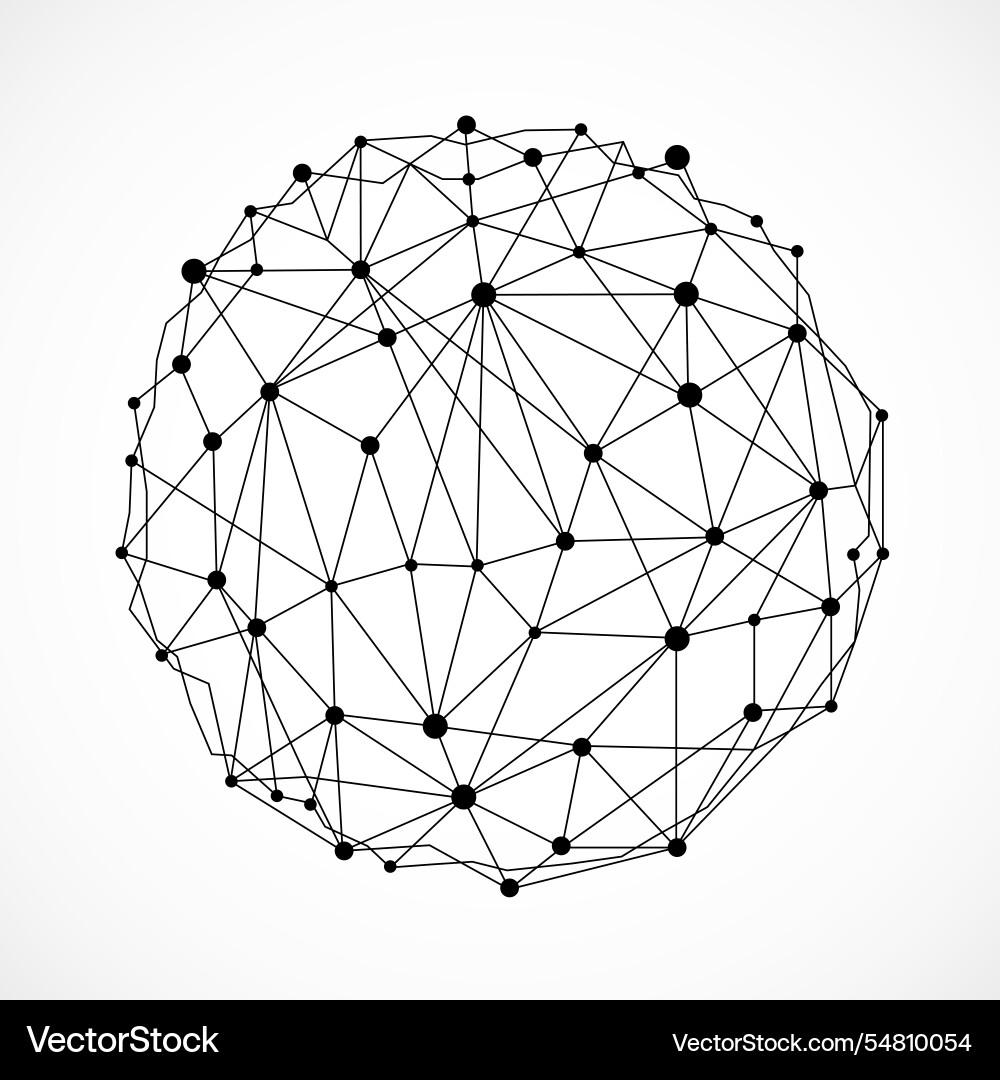 Abstract wireframe mesh sphere with dot and lines vector image