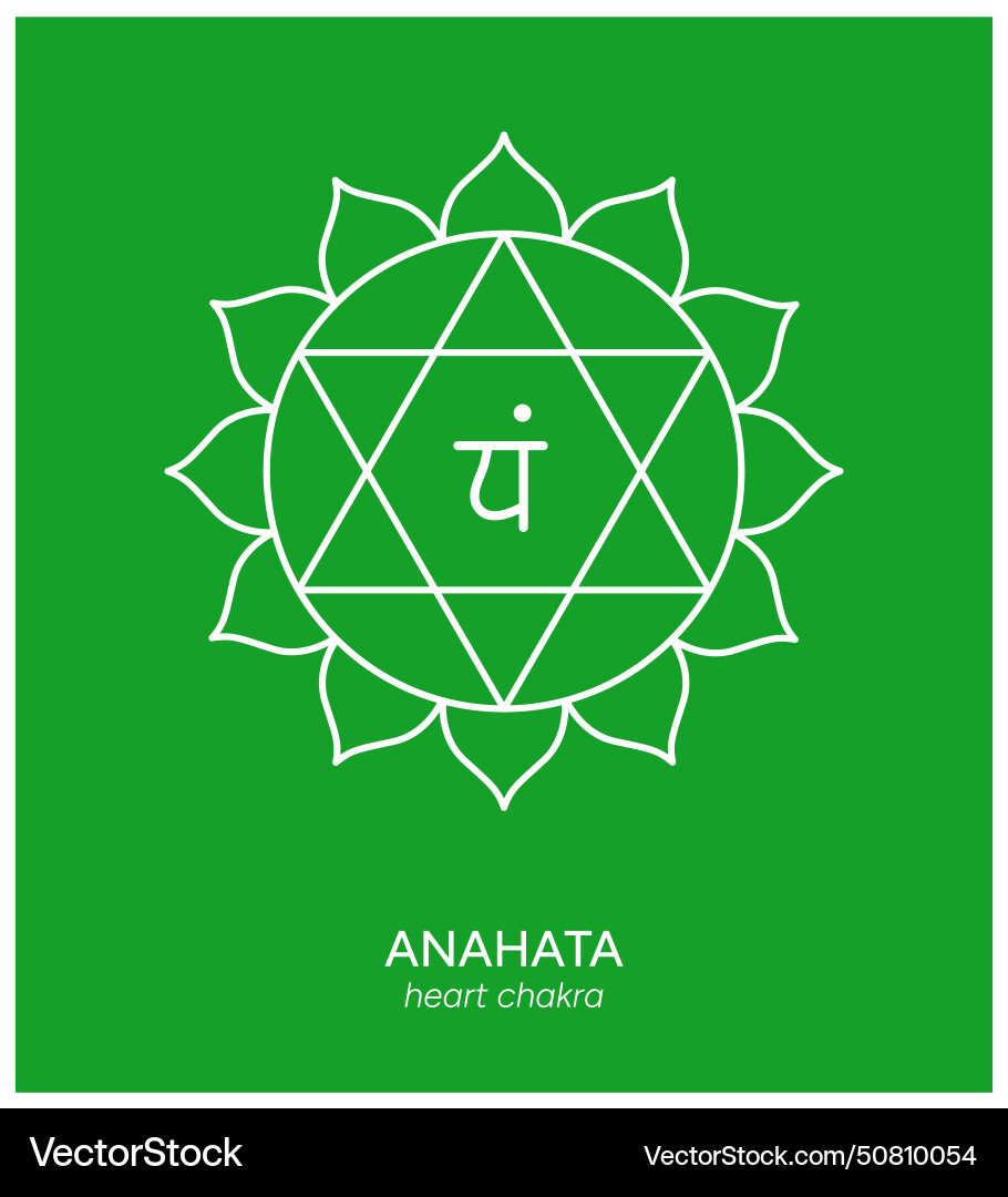 Anahata heart chakra line art symbol Royalty Free Vector
